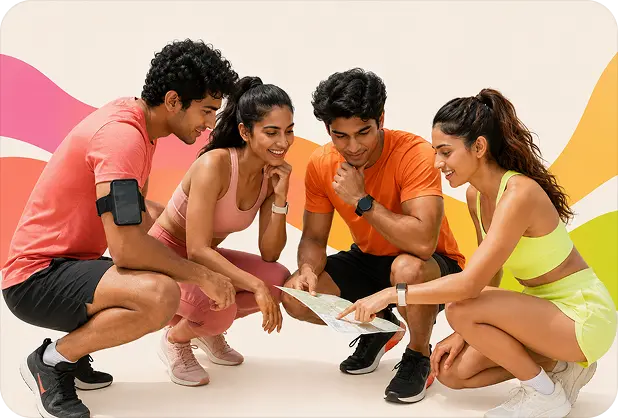 Squad planning their race strategy together